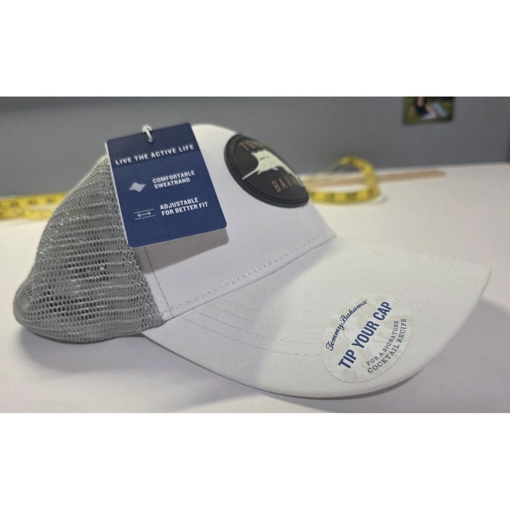 Tommy Bahama Golf‎ Hat Tip Your Cap White Gray Marlin Mesh Back Snapback Cap NWT